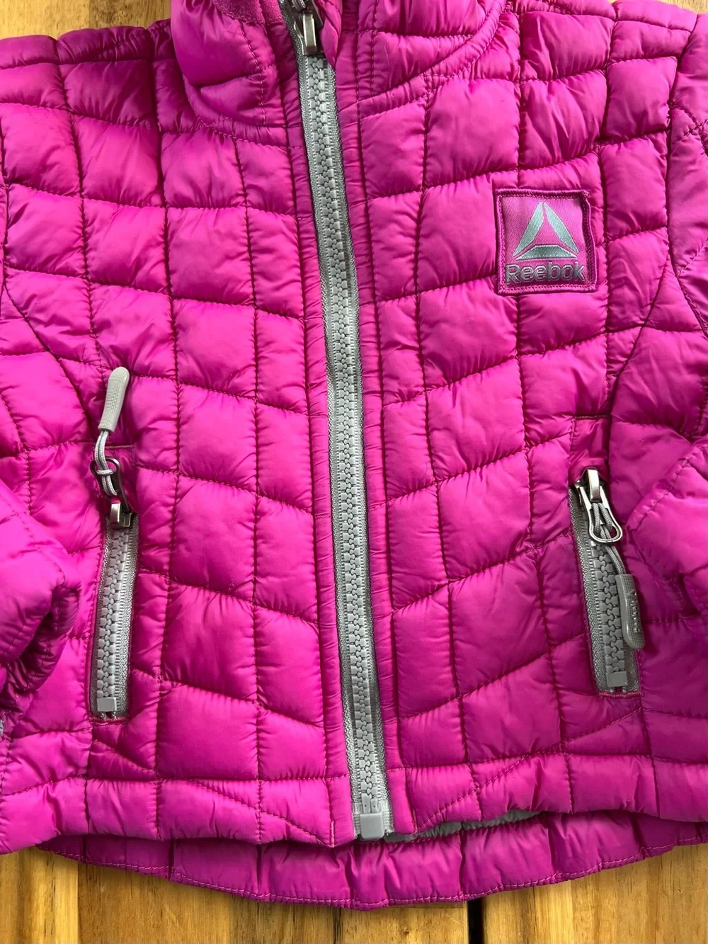 Reebok Girls 2T Fuchsia Hooded Puffer Jacket Quilted lightweight